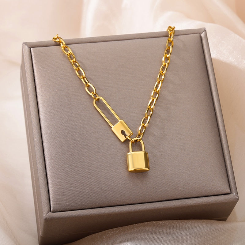 Stainless Steel Geometry Star Moon Butterfly Pendant Multilayer Chain Choker Necklace For Women Wedding Accessories Dropshipping - Charlie Dolly