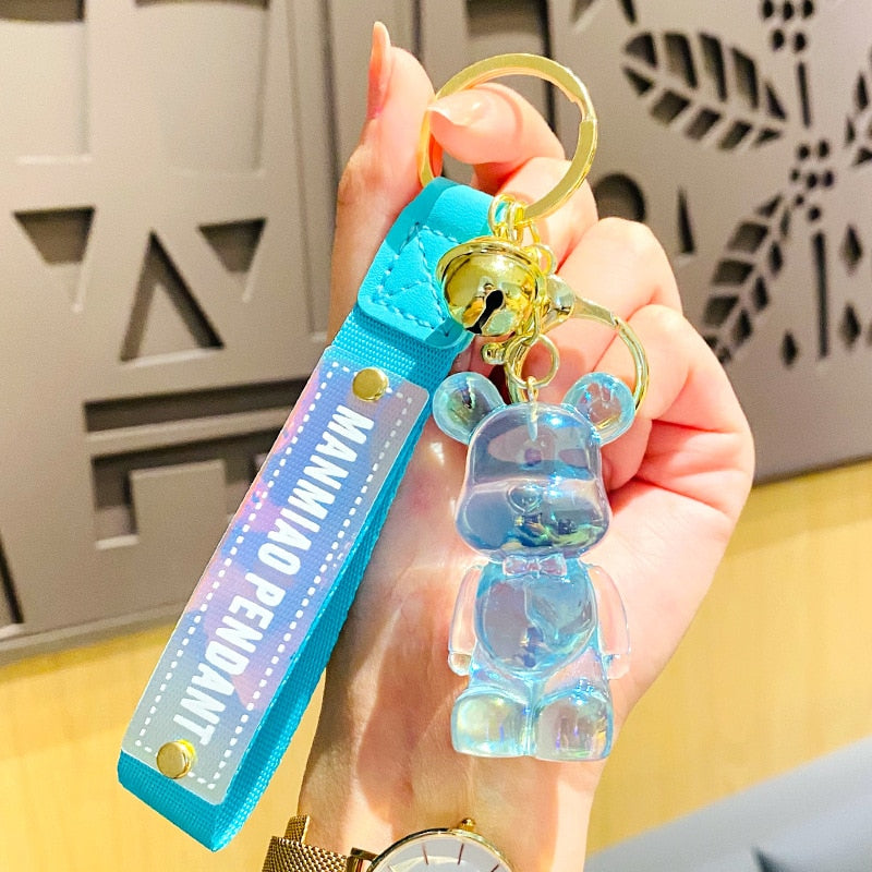 Cute Crystal Keychain Charm Tie The Bear Pendant For Women Bag Car KeyRing Mobile Phone Fine Jewelry Accessories Kids Girl Gift - Charlie Dolly