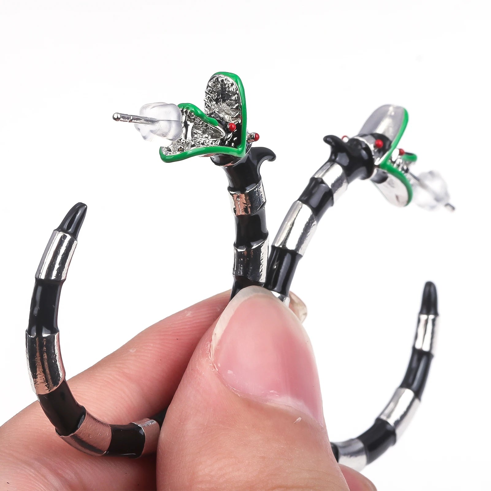 Gothic Style Harong Halloween Beetlejuice Hoop Earring for Women Beetle Sandworm Creepy Chunky Jewelry Cosplay Props Accessories - Charlie Dolly
