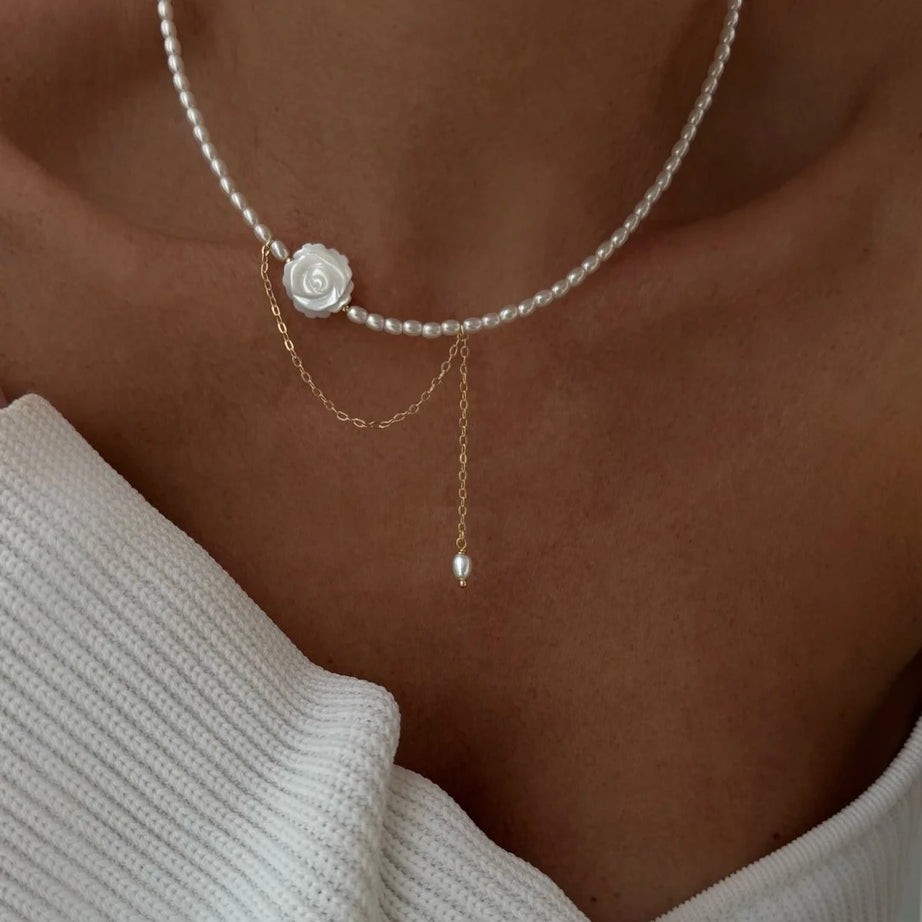 Minimalist Pearl and Tassel French Boho Collar Chain
