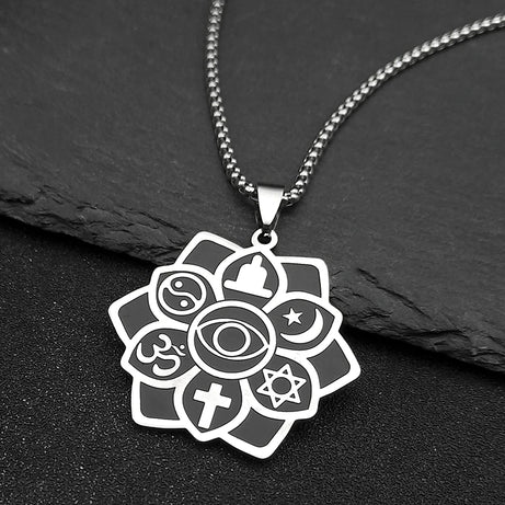 Six Philosophies Interfaith Yoga Necklace, Sacred Universal Symbol Talisman