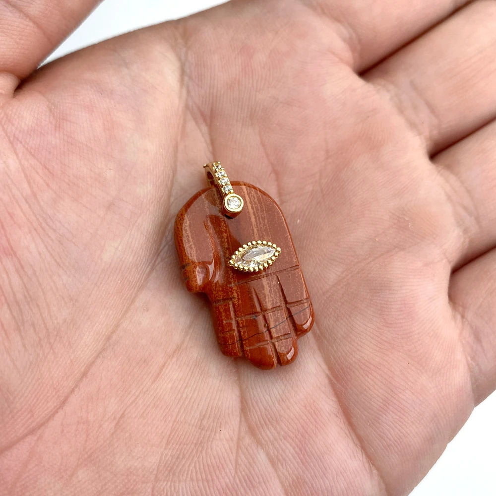 Lucky Natural Stone Fatima Hand Charms 1Pc Blue Lapis Lazuli Evil Eye Hand Pendant For Jewelry Making Earrings DIY Necklace