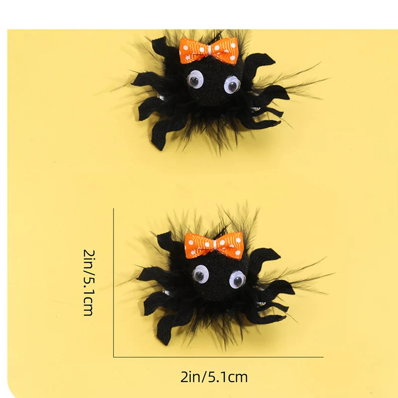 ncmama 2Pcs Halloween Spider Hair Clips For Baby Girls Cute Animal Hairpin Barrettes Kids Headdress Hair Accessories Party Decor - Charlie Dolly