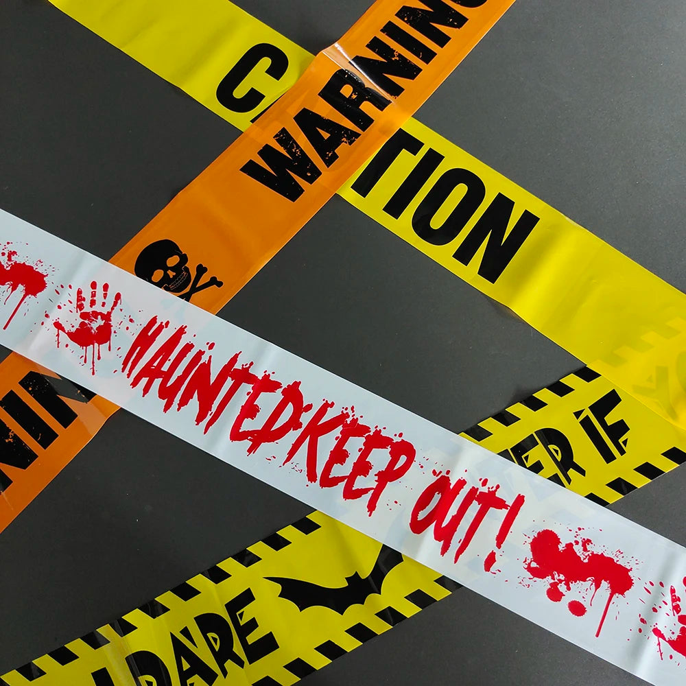 Halloween Warning Tape Signs Banner Halloween Party Props Window Prop Danger Warning Line Halloween Party Decoration Supplies - Charlie Dolly