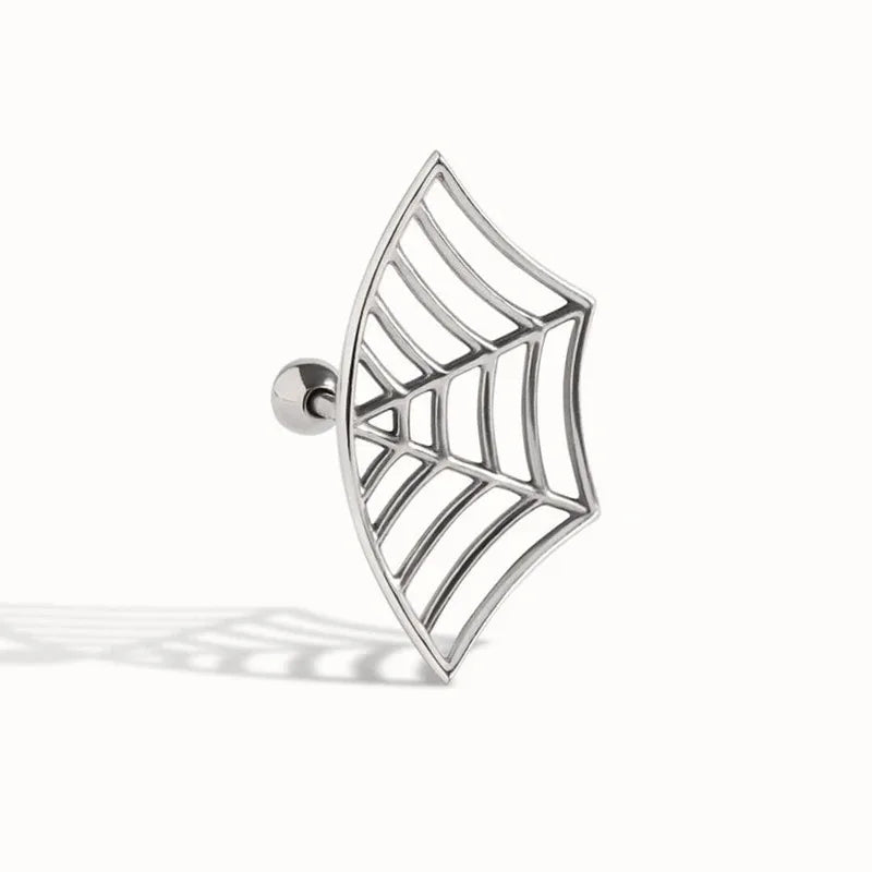 Gothic Spider Web Earring, Punk Tattoo Stud Earring for Halloween Witchy Silver Earring Jewelry Gifts - Charlie Dolly