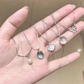 5pcs Pendant Necklace Set: Fresh & Sweet Necklace, Collarbone Chain, Natural Luxury Minimalist Jewelry