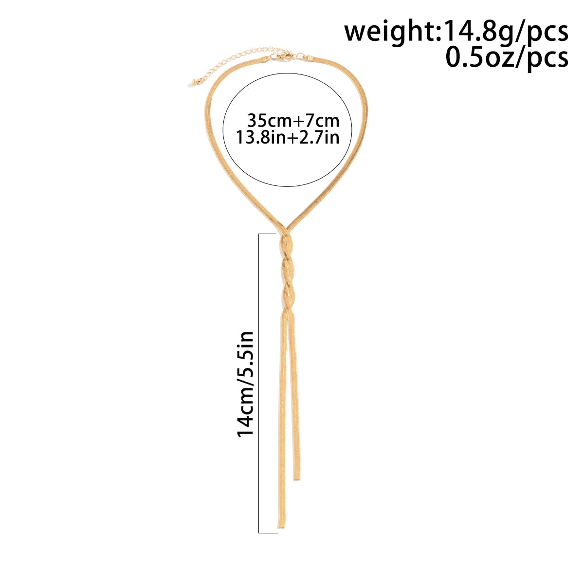 Ingemark Kpop Adjustable Flat Snake Long Chain Necklace for Women Wed Temperament Weave Link Choker Chest Neck Jewelry Gift New - Charlie Dolly