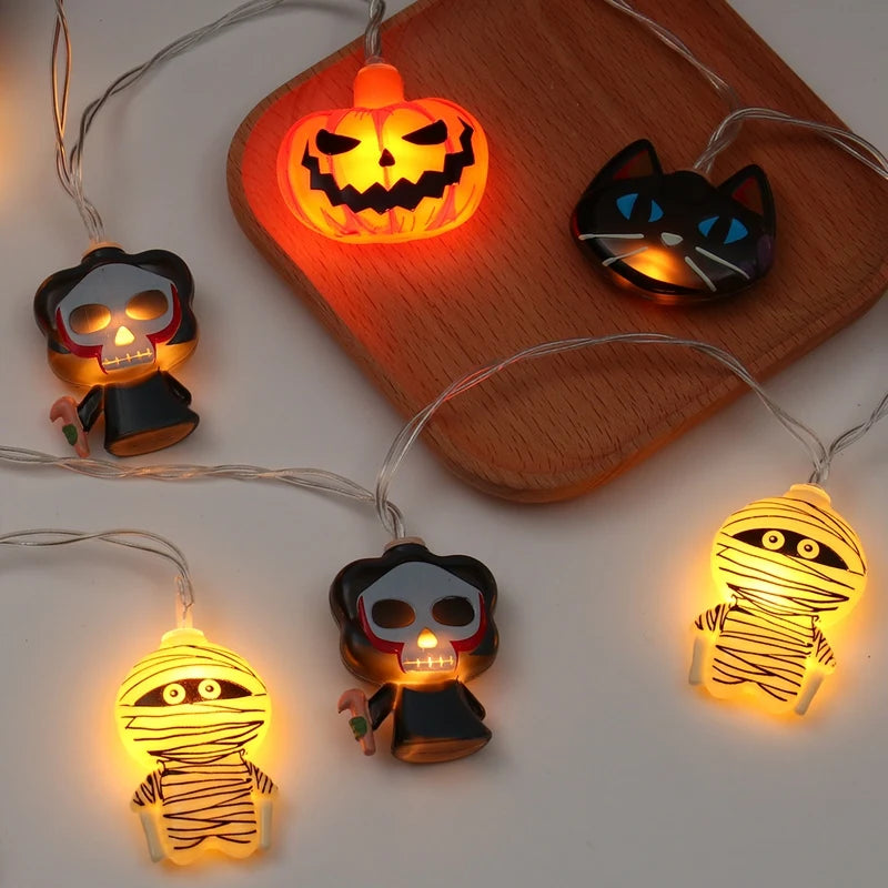1.5m 10LED Halloween Pumpkin Ghost String Light Happy Halloween Party Decoration For Home 2024 Scary Horror House Party Supplies - Charlie Dolly
