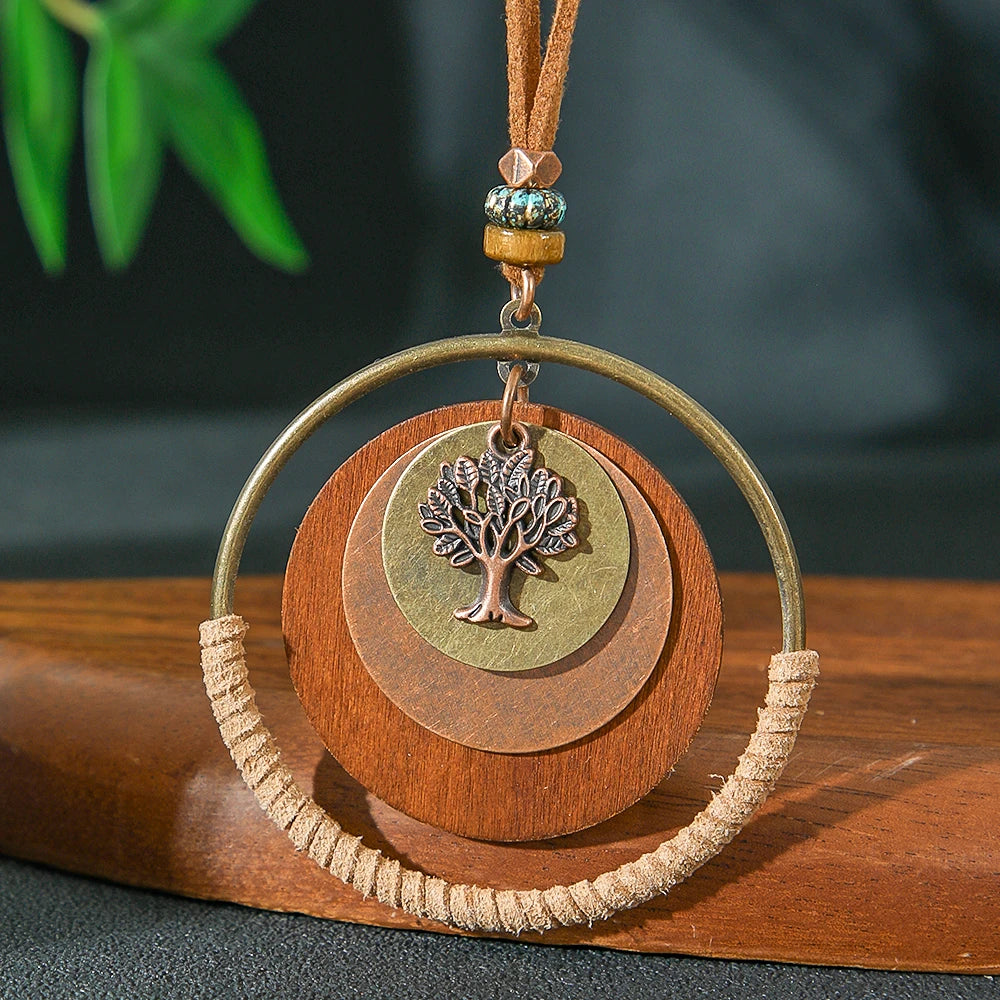 Large Circle Pendant Layered Sweater Chain Necklace Jewelry
