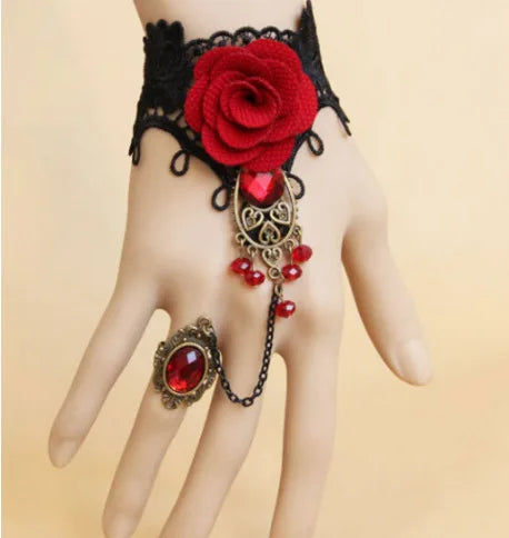 NEW Gothic Victorian Black Water Drop Pendant Lace Necklace Women Girl Tassel Steampunk Style Halloween Jewelry Earings for Girl - Charlie Dolly