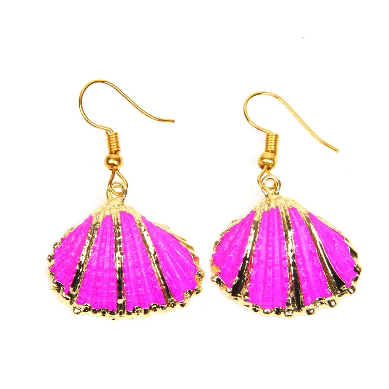 New In Natural Shell Sea Scallop Drop Earrings Boho Shell Drop Earrings for Women Femal Sea Beach Earrings Summer Jewelry Gifts