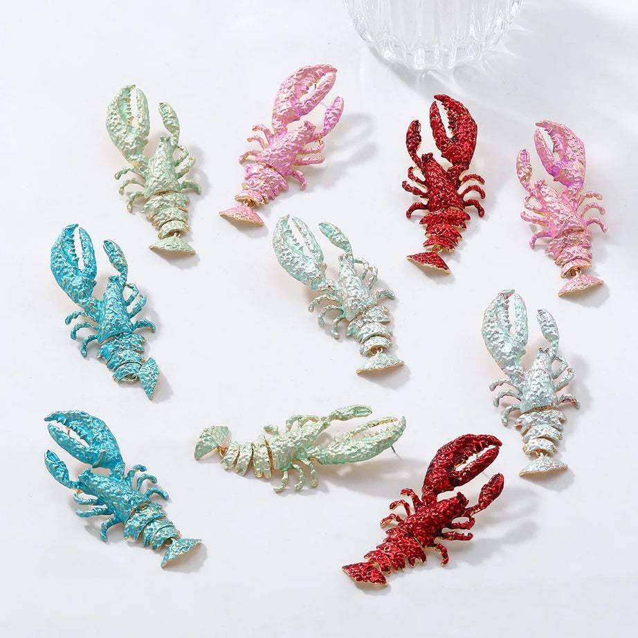 Enamel Lobster Ocean Drop Earrings Jewelry