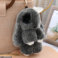 Three Model Size 100% Natural Rex Rabbit Fur Cute Fluffy Bunny Keychain Real Fur Key Chains Bag Toys Doll Lovely Keyring Pendant - Charlie Dolly