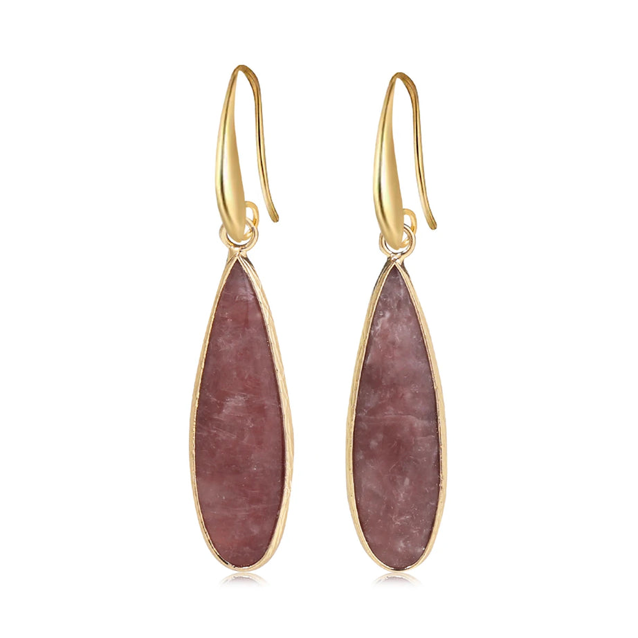 Rose Quartz Clear Quartz Teardrop Healing Earrings Jewelry