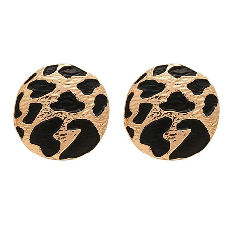 Leopard Print Round Stud Earrings Jewelry