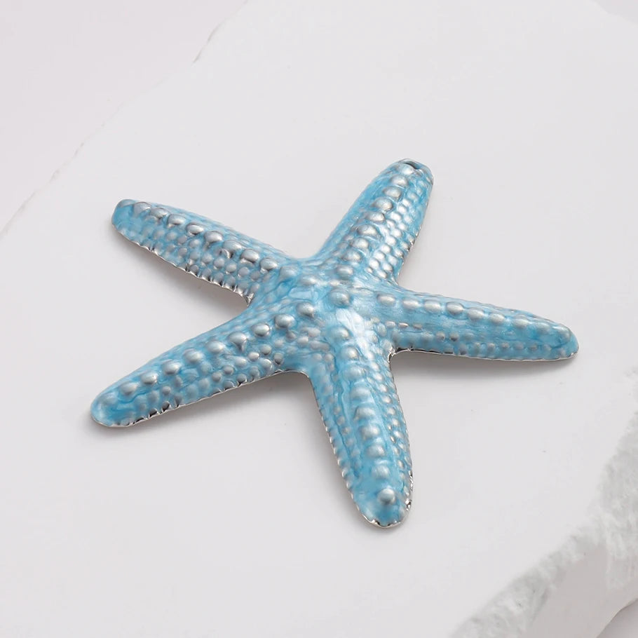 3/8Pcs Boho Summer Marine Sea Animal Starfish Turtle Pendant Jewelry Making Enamel Lizard Gecko Butterfly Colgantes Wholesale