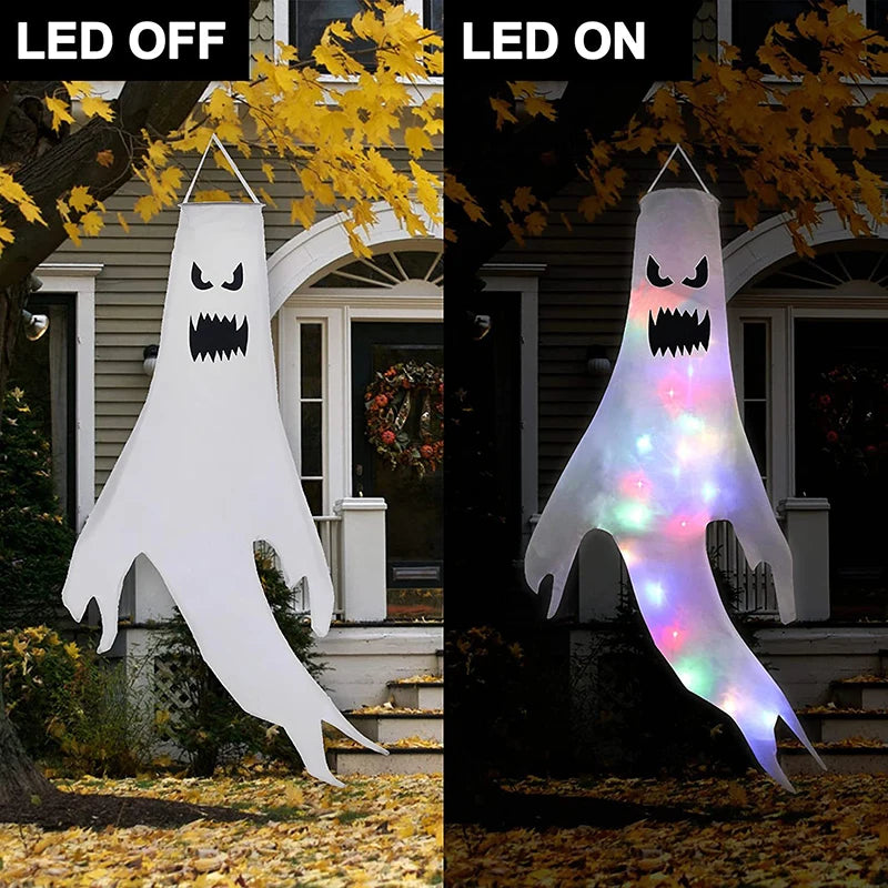 Halloween LED Light Hanging Ghost For Halloween Party Home Outdoor Indoor Decoration Large Glowing Spooky Lamp Horror Props 2024 - Charlie Dolly