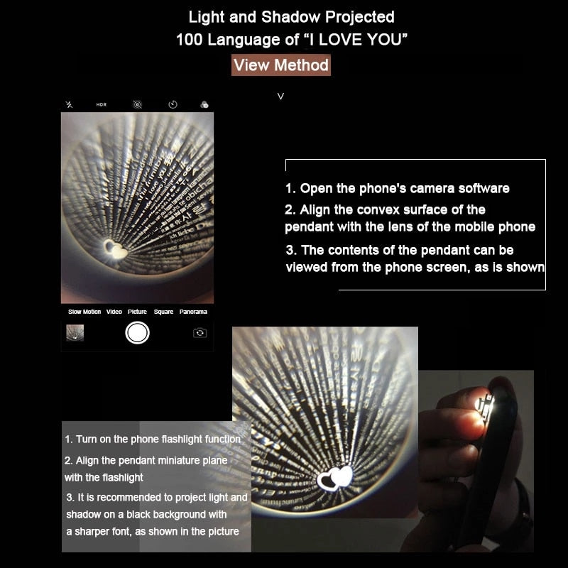 Letter Necklace 100 Languages I Love You Projection Pendant Necklace Women Jewelry Collier Femme Bijoux 2019 Best Friends Gifts - Charlie Dolly