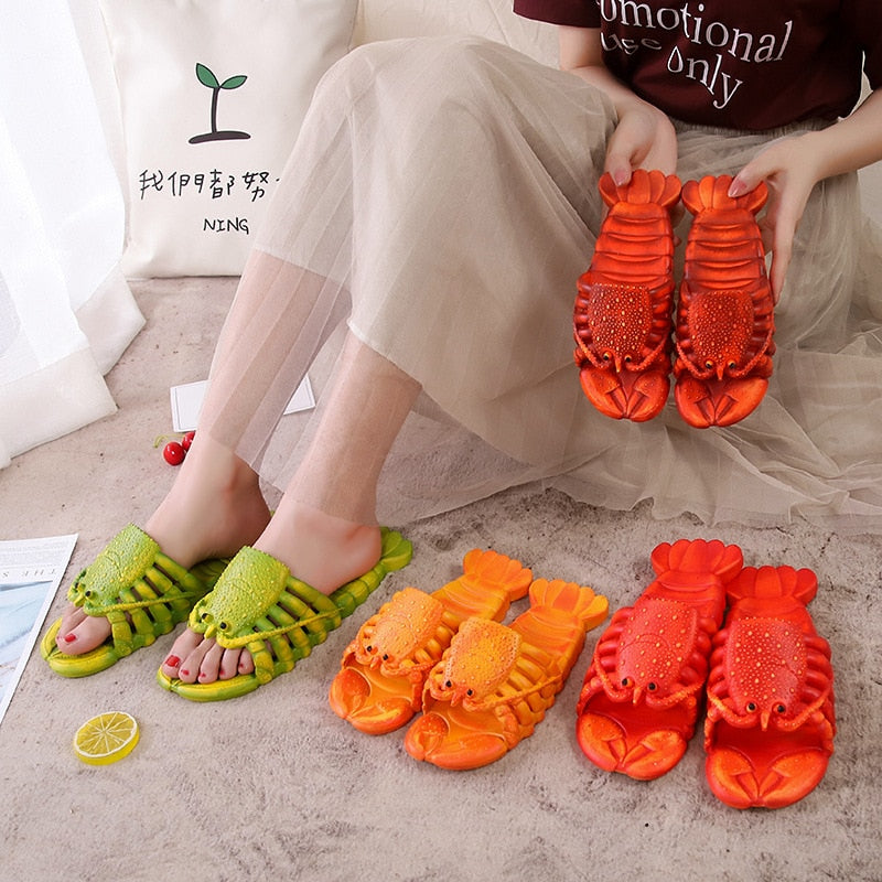 Summer Lobster Slippers Women Funny Animal Flip Flops Cute Beach Casual Shoes Unisex Big Size Soft Beach Slippers