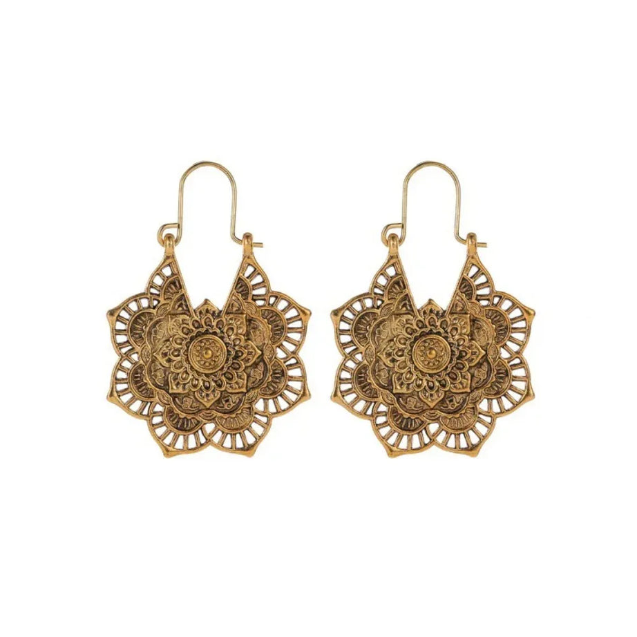 Mandala Antique Hoop Dangle Earrings Jewelry