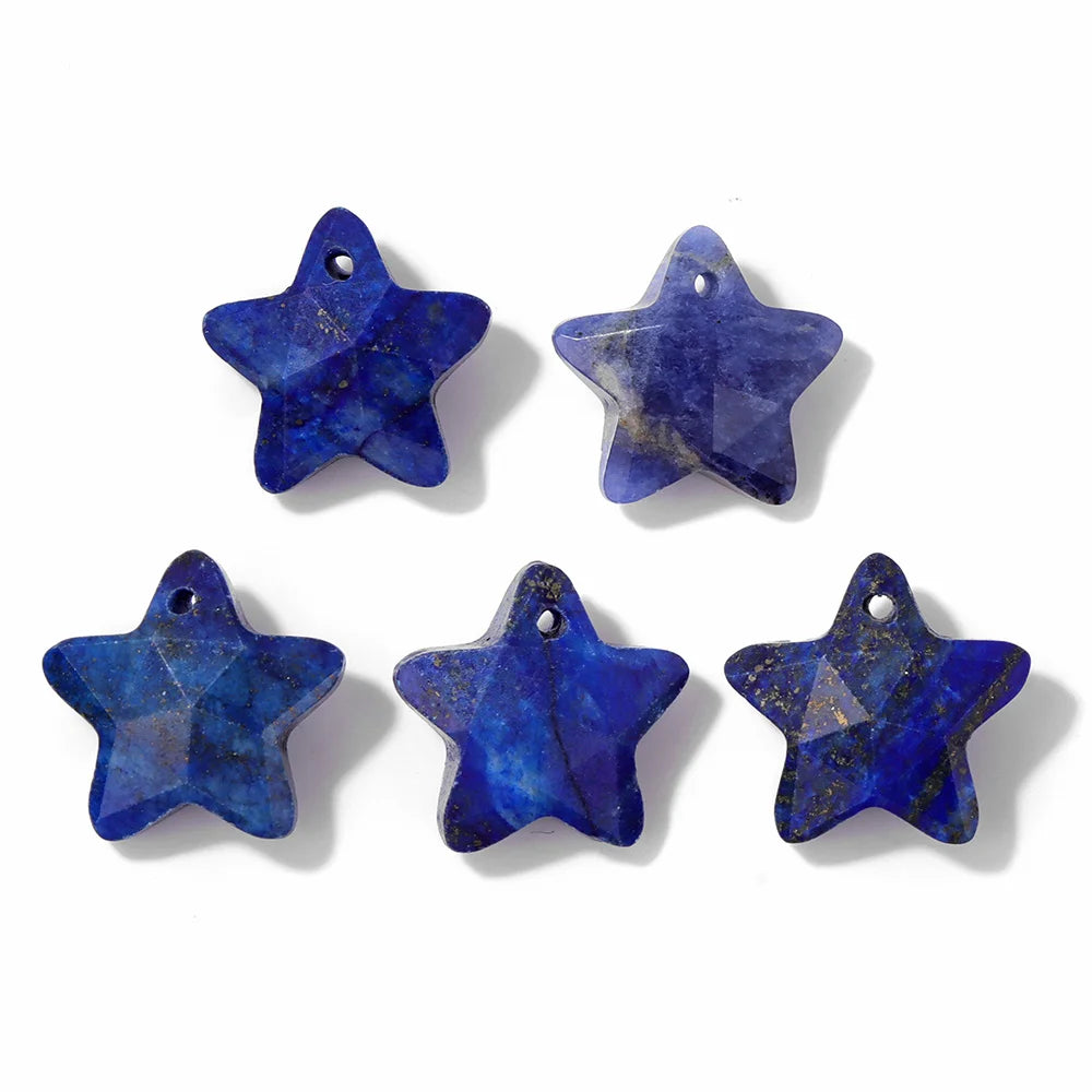 Natural Lapis Lazuli Stone Pendant Charm Waterdrop Square Round Heart Shape Accessory For Making Bracelet Necklace Earring 2pcs