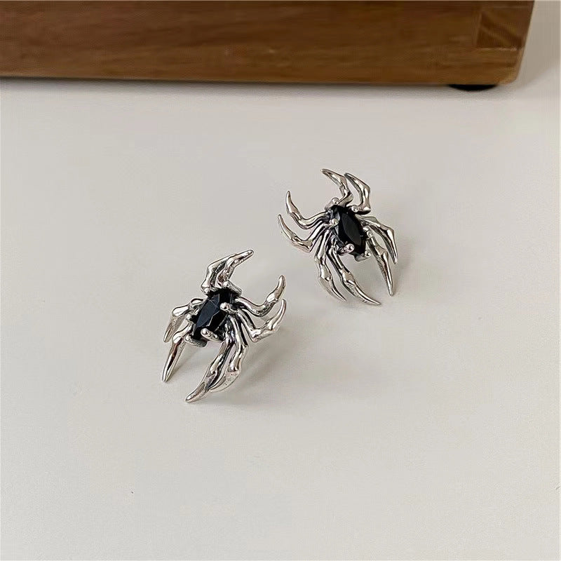 Halloween Gothic Retro Old Spider Zircon Earrings Women Fashion Design Black Zircon Earring Party Jewelry Gifts Wholesale - Charlie Dolly