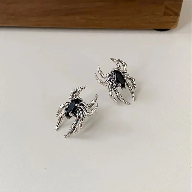 Halloween Gothic Retro Old Spider Zircon Earrings Women Fashion Design Black Zircon Earring Party Jewelry Gifts Wholesale - Charlie Dolly