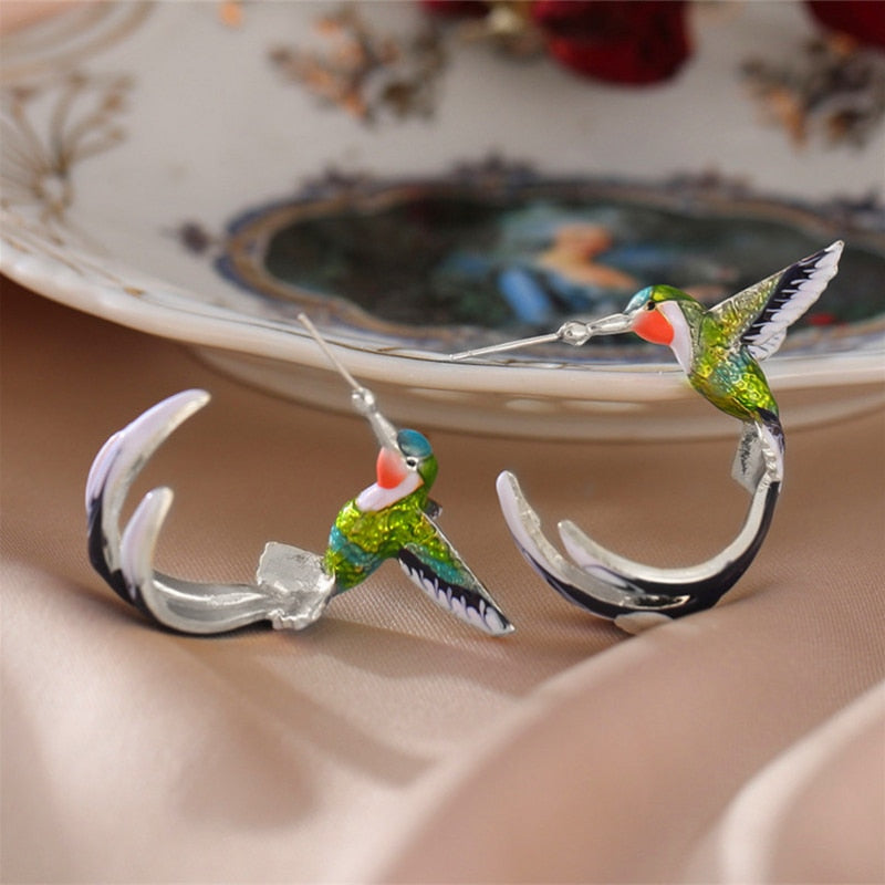 Women's Earrings 3D Hummingbird Earrings Animal Jewelry Cute Girly Ear Accessories Wedding Party Gifts - Charlie Dolly