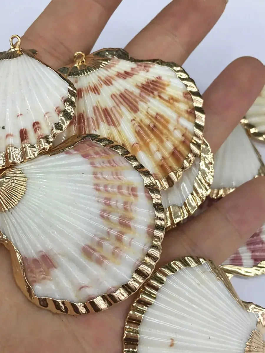 2/5/7Pcs/Set Boho Style Sector Shell Pendant Charms for DIY Necklace Bracelet Anklet Furniture Accessories Sewing Craft Jewelry