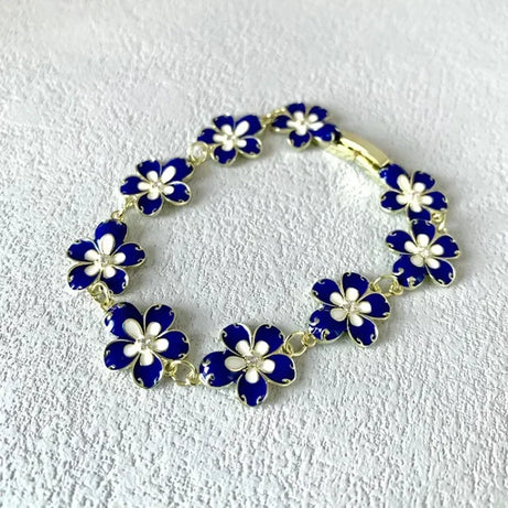 Golden Shell and Retro Flower Boho Bracelet