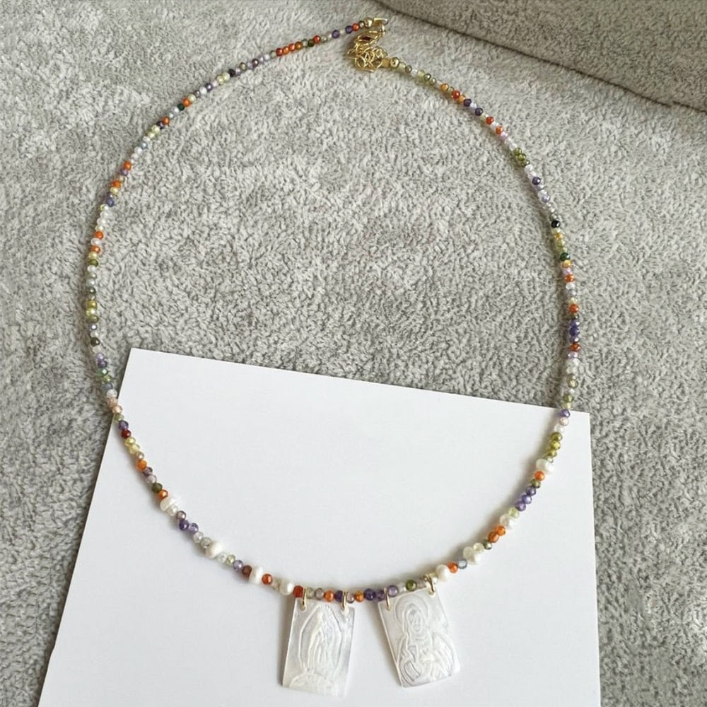 Exquisite Beaded Crystal Natural Shell Necklace Ohemia Style Handmade Women Statement Collares De Moda Beach Jewelry Friendship