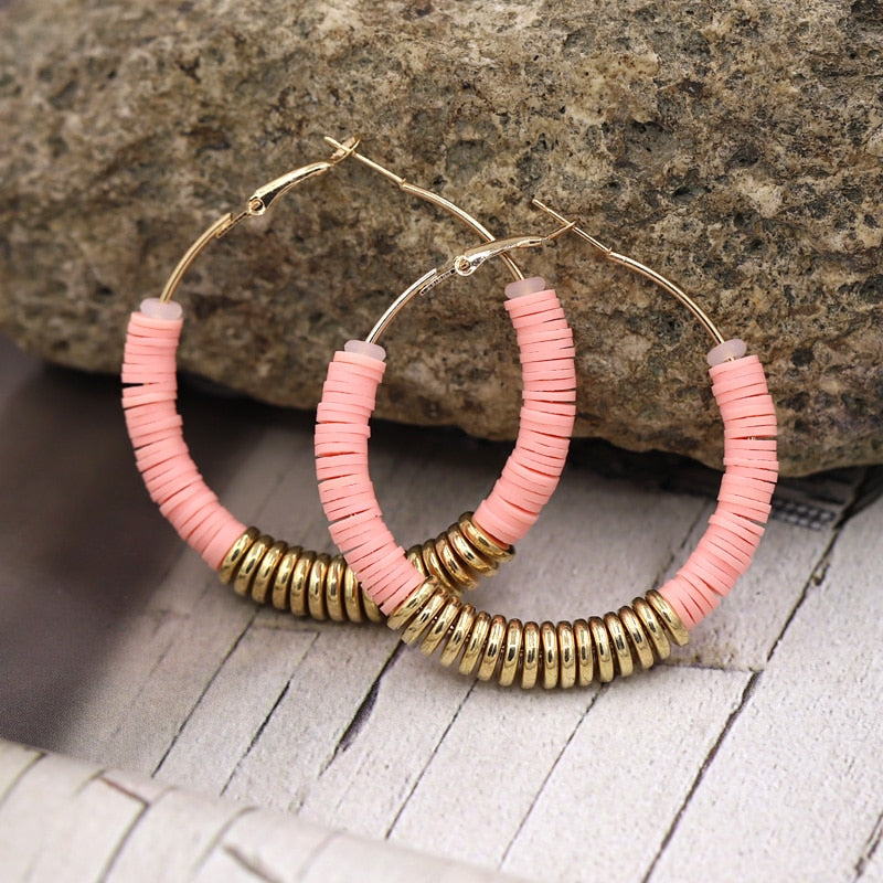 Jewelry Hoop Earrings for Woman Multicolor Polymer Clay Korean Fashion Earrings Wholesale Gift Female Girls - Charlie Dolly