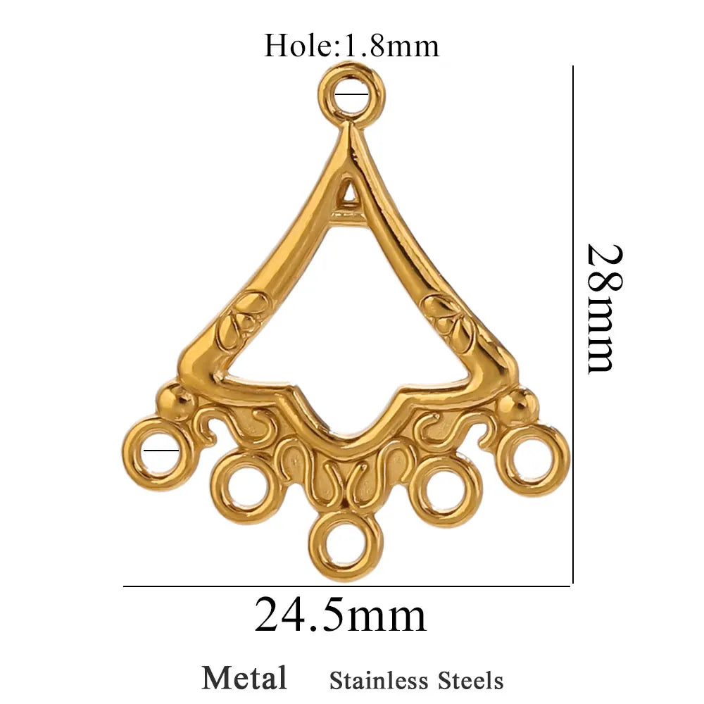 5pcs Stainless Steel Earring Connector Charms Boho Gold Hollow Pendants for Women DIY Jewelry Earring Necklace Making Wholesale
