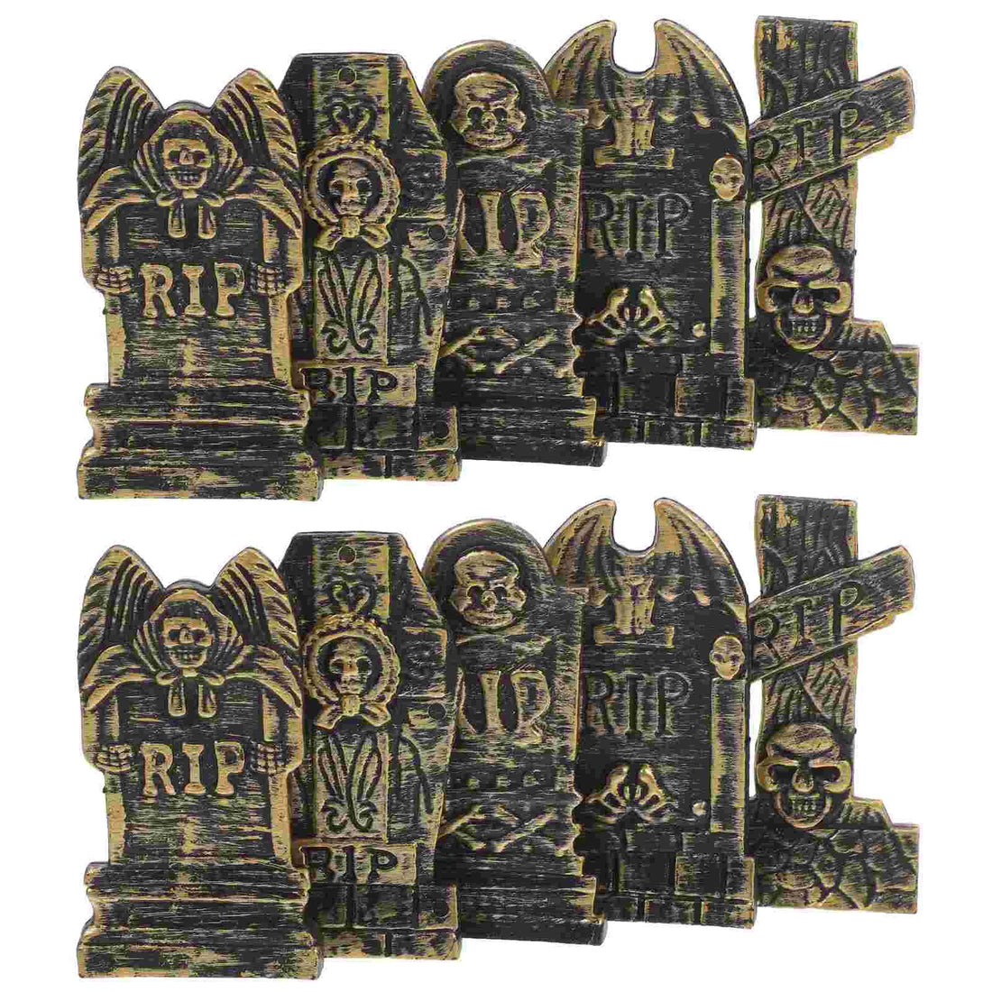 10 Pcs Halloween Decorations Skull Tombstone Craft Fake Ornaments Decorative Small Gravestone Plastic Headstone Shape Adornment - Charlie Dolly