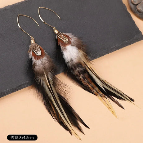 Peacock Feather Statement Drop Earrings Jewelry