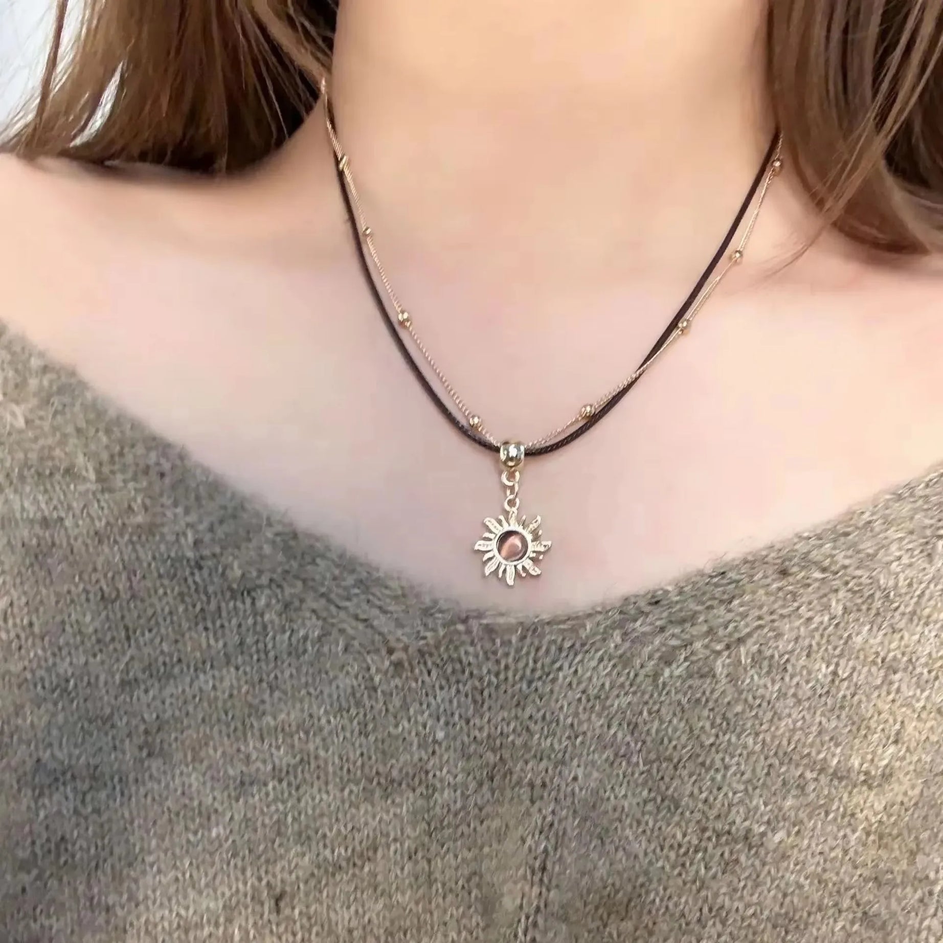 Sun Cross Butterfly Charm Choker Necklace Jewelry
