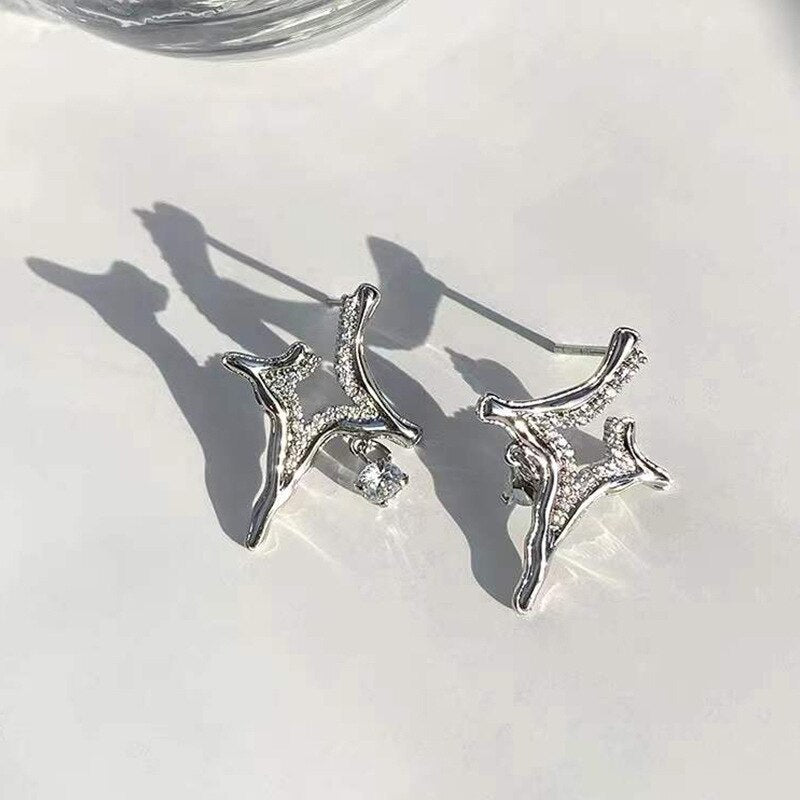 Cool Y2K Star Drop Earrings Hot Girl Harajuku Creative Planet Pearl Crystal Stars Earings Korean Fashion for Women Punk Jewelry - Charlie Dolly