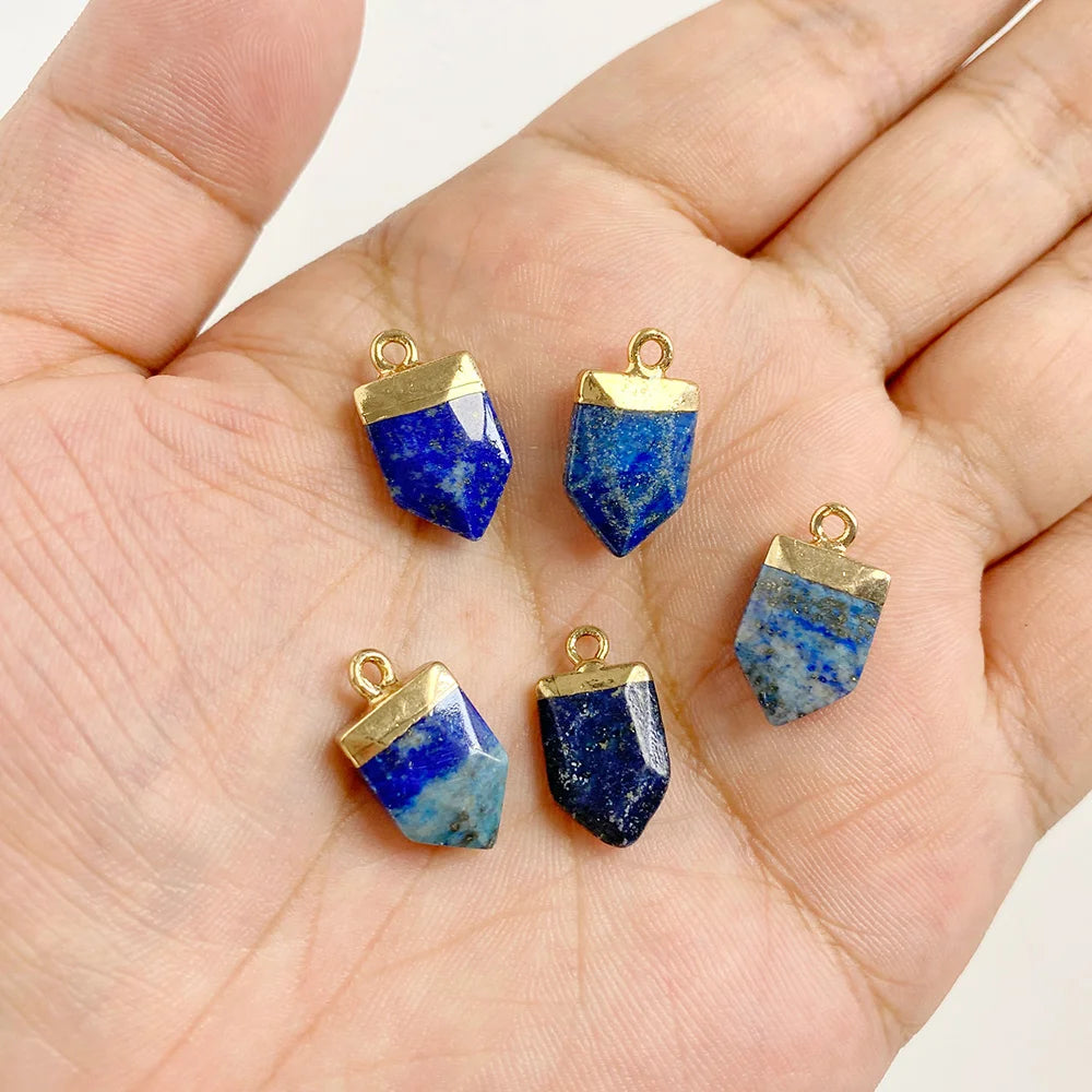 Natural Lapis Lazuli Pendant Blue Heart Square Oval Bullet Stone Charms For Jewelry Making Necklace Earrings Bracelet DIY 2PCS