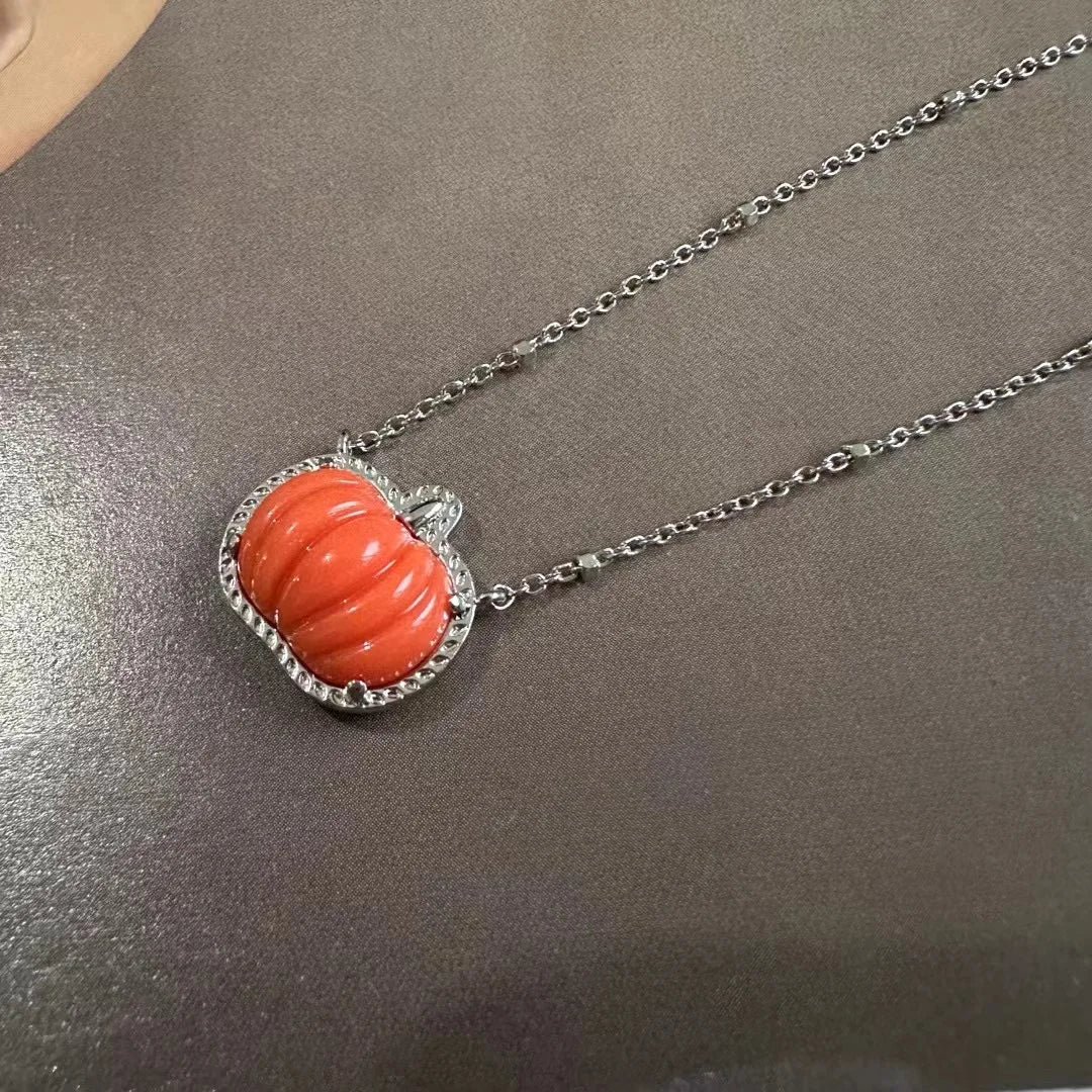 YEEVAA Halloween Orange Small Pumpkin Spooky Mood Gemstone Pendant Necklace for Women, Fashion Jewelry, Unique Gifts - Charlie Dolly