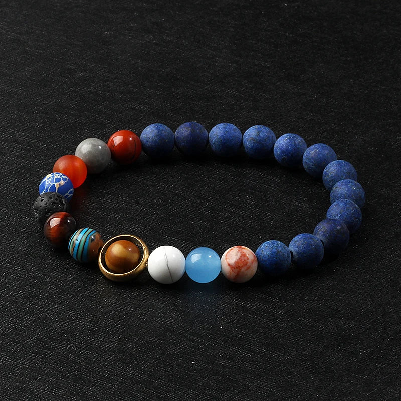 Galaxy Solar System Bracelet Men Universe Nine Planets Natural Stone Stars Earth Moon Bracelets for Women Fashion Couple Jewelry