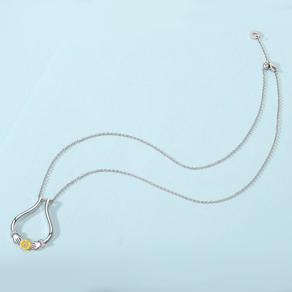Slovecabin 925 Sterling Silver Sunflower Clear CZ Ring Holder Necklace Adjustable Choker Chain Femme Collar Wedding Fine Jewelry - Charlie Dolly