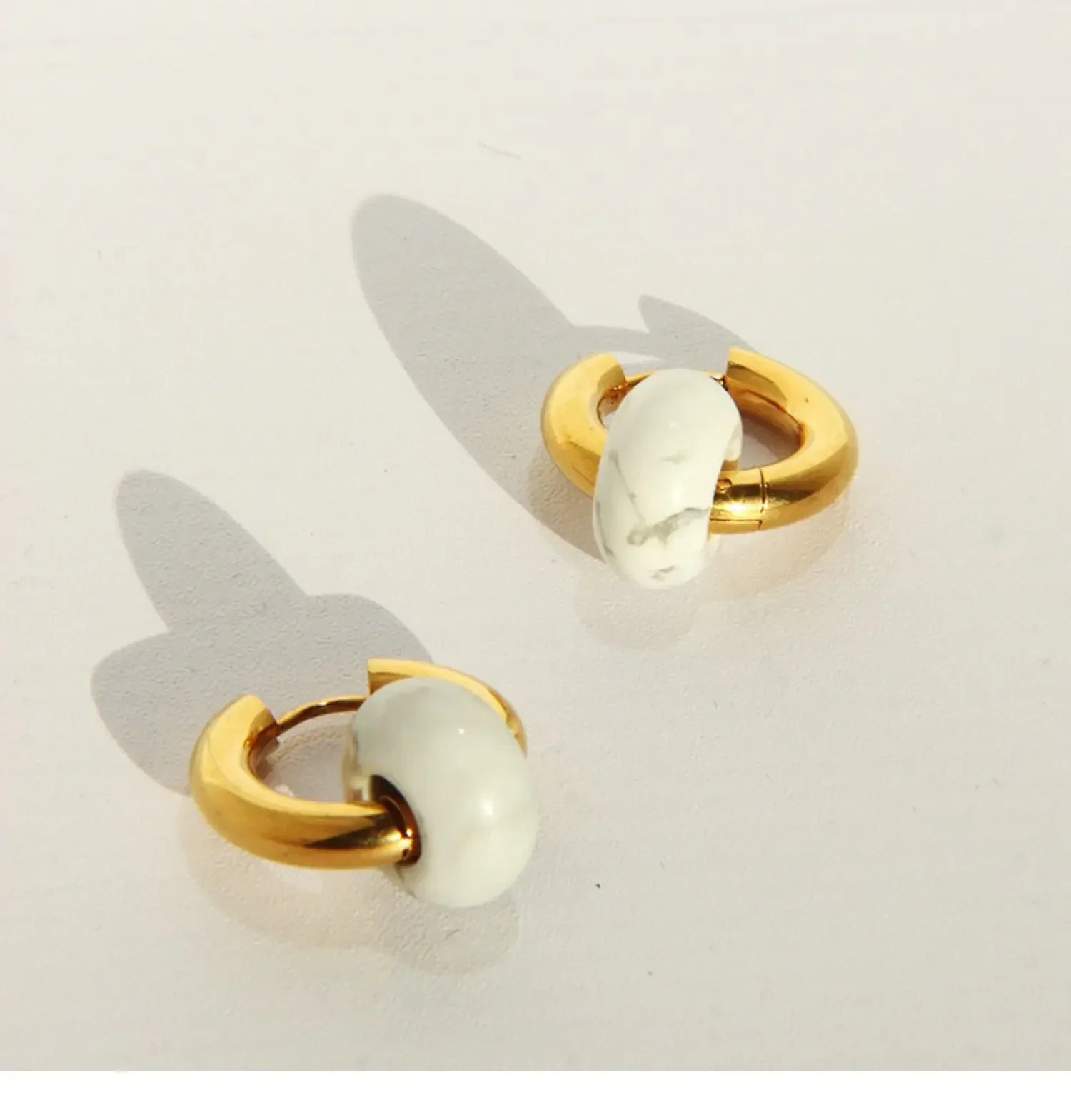 Boho Colorful Natural Stone Earrings Turquoise Malachite Donut Huggies Stainless Steel Hoop Earring for Women Jewelry Pendientes