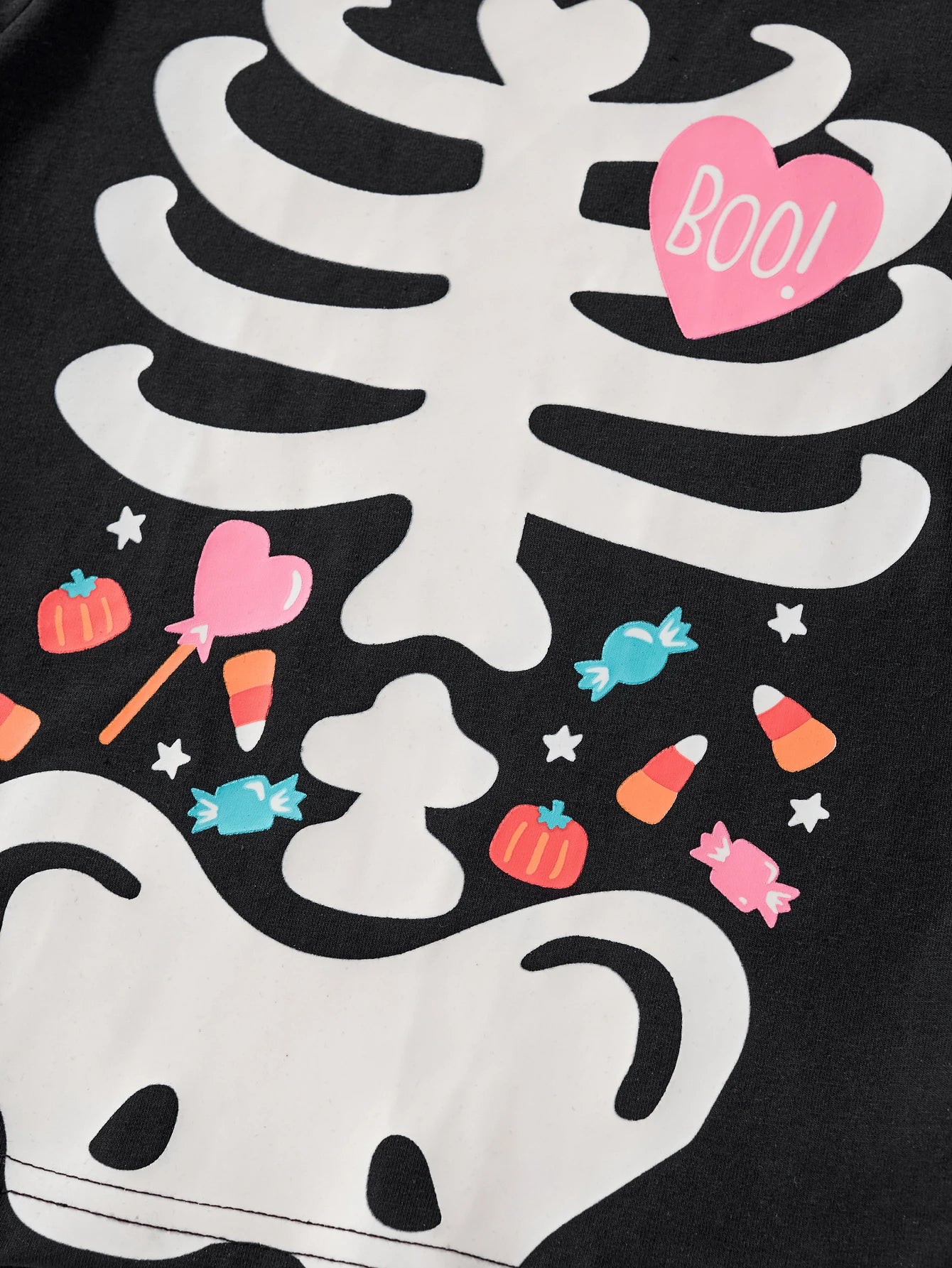 Halloween Little Girl Night Light Skull Print Long Sleeve T Shirt Trousers Set Kids Night Party Trick Or Treat Dress Up costume - Charlie Dolly