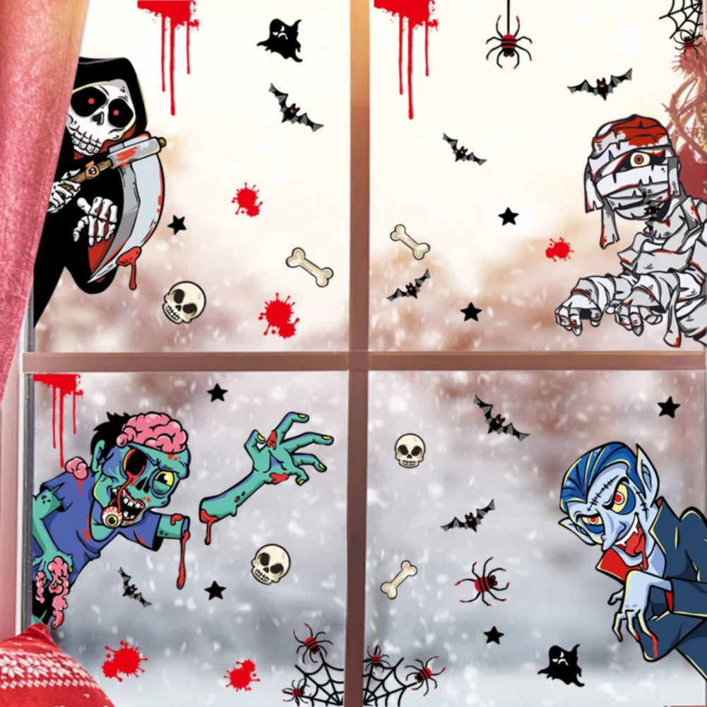 Halloween Stickers Giant Ghost Monster Ghost Shadow Window Sticker Witch Death Bat Skull Wall Stickers Halloween Party Supplies - Charlie Dolly