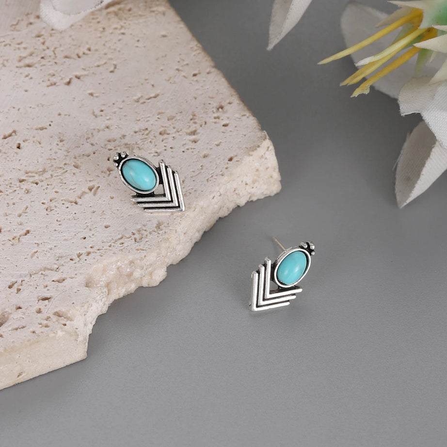 Turquoise Arrow Triangle Mini Stud Earrings Jewelry