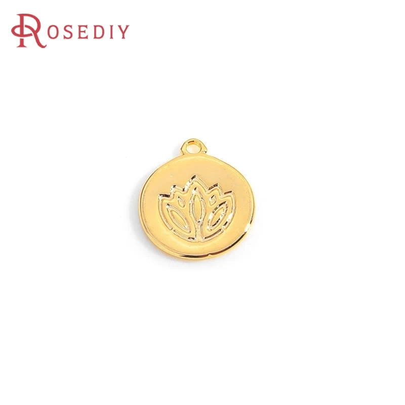 18K الذهب اللون النحاس زهرة اللوتس دلايات المعلقات مستلزمات صناعة المجوهرات القلائد ذاتية الصنع أقراط أساور النتائج اكسسوارات