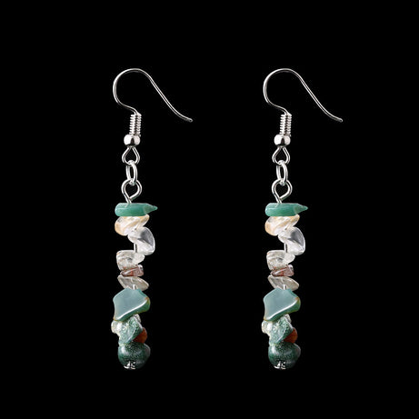 Chip Natural Stone Crystal Earrings Raw Gemstone Amethyst Lapis Lazuli Tiger's Eye Rose Quartz Chakra Earring - Charlie Dolly