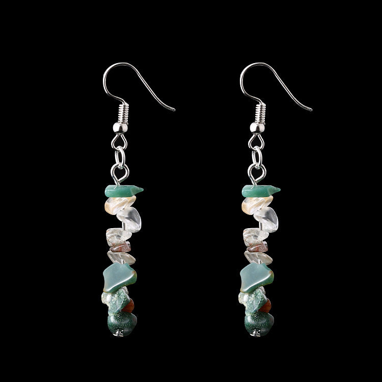 Chip Natural Stone Crystal Earrings Raw Gemstone Amethyst Lapis Lazuli Tiger's Eye Rose Quartz Chakra Earring