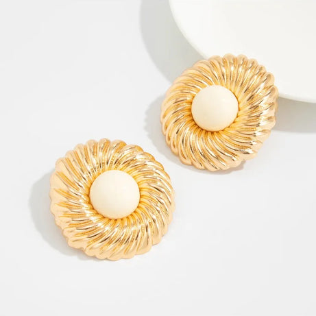 Resin Bead Big Spiral Stud Earrings Jewelry