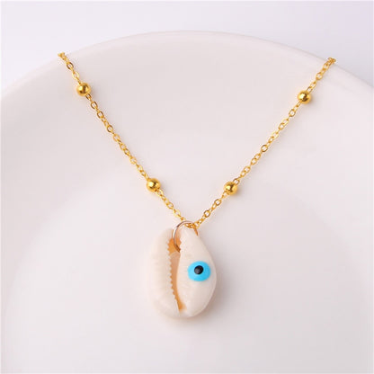 Boho Conch Shell Necklace Gold Color Beads Chain Necklace Women Simple Seashell Choker Necklace Summer Beach Jewelry Party Gift